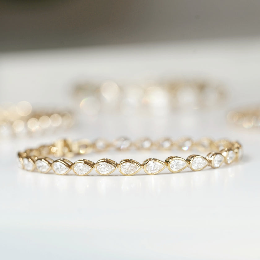 Pear Cut Diamond Bezel Set Tennis Bracelet