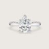 Pear-shaped lab-grown diamond solitaire engagement ring in 18k white gold.