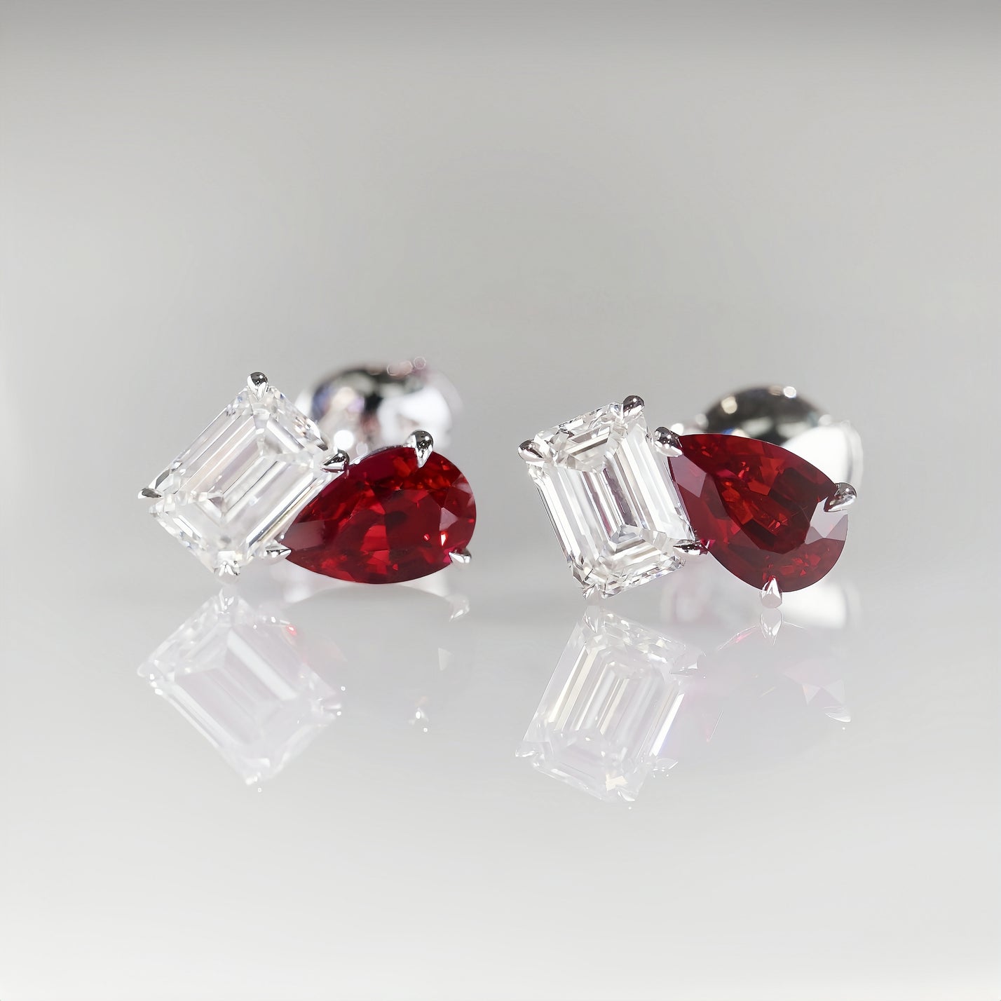 Toi Et Moi Diamond & Ruby Stud Earrings