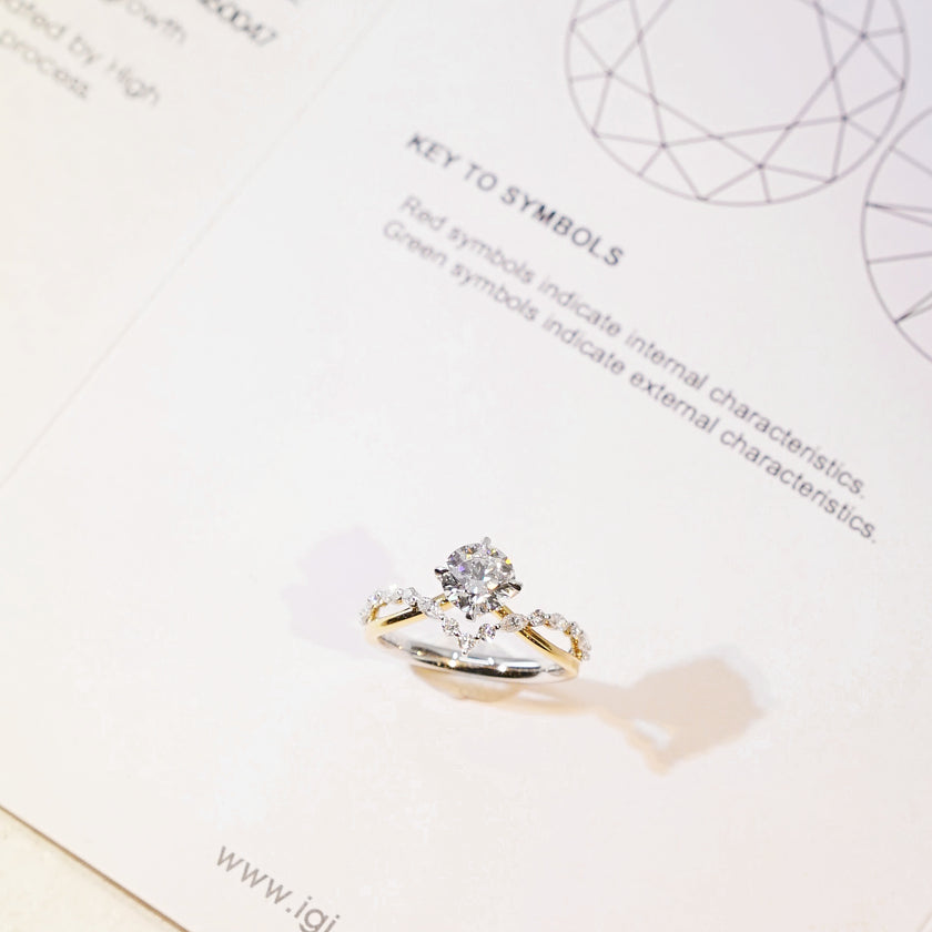 The One, Round Brilliant Diamond Ring with V-shaped Twist Band