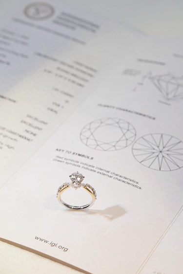 The One, IGI 1.01ct D VVS2 Round Lab Diamond, 18K Gold Two Tone Ring with V-shaped Twist Band
