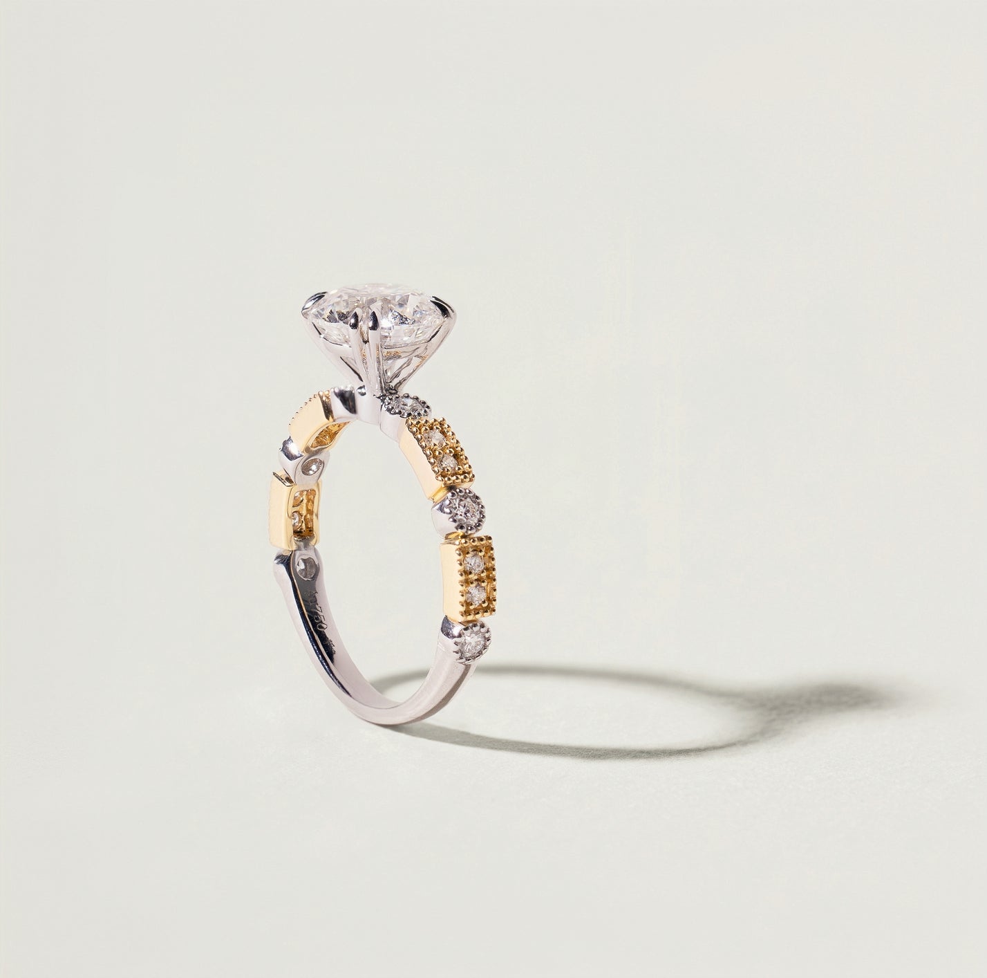 Aurelia, Vintage Milgrain Round Brilliant Diamond Ring