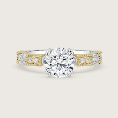 Aurelia, Vintage Milgrain Round Brilliant Diamond Ring