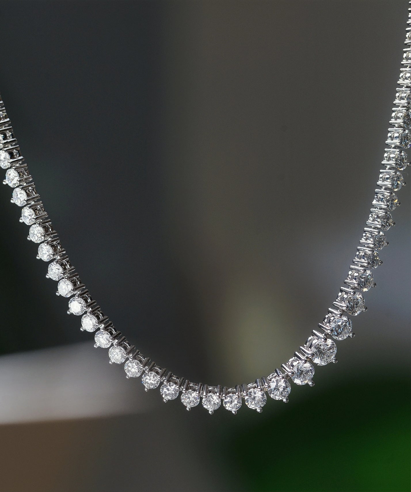 Round Brilliant Diamond Graduated Tennis Necklace