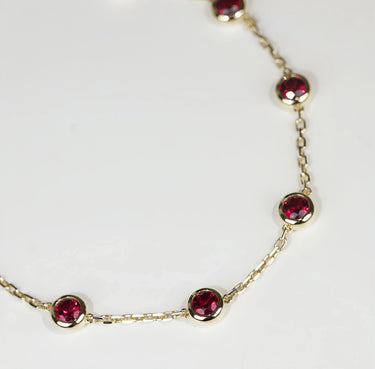 1.44ct Round Lab Ruby, 18K Yellow Gold Bubble Bracelet